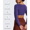 imageAoxjox Long Sleeve Crop Tops for Women Stacey V Neck Workout Athletic Gym Cropped T Shirt TopMulberry Purple