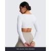 imageAoxjox Long Sleeve Crop Tops for Women Stacey V Neck Workout Athletic Gym Cropped T Shirt TopWhite