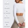 imageAoxjox Long Sleeve Crop Tops for Women Stacey V Neck Workout Athletic Gym Cropped T Shirt TopWhite