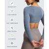 imageAoxjox Long Sleeve Crop Tops for Women Stacey V Neck Workout Athletic Gym Cropped T Shirt TopWinds Grey Marl
