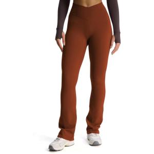 imageAoxjox Flare Leggings for Women Trinity Tummy Control High Waisted Wide Leg Crosswaist Yoga Pants 29quot31quot33quotCherry Mahogany