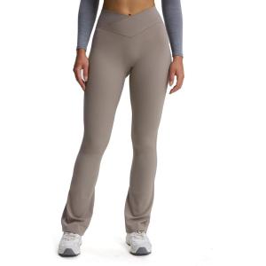 imageAoxjox Flare Leggings for Women Trinity Tummy Control High Waisted Wide Leg Crosswaist Yoga Pants 29quot31quot33quotDriftwood