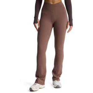 imageAoxjox Flare Leggings for Women Trinity Tummy Control High Waisted Wide Leg Crosswaist Yoga Pants 29quot31quot33quotFudge Coffee