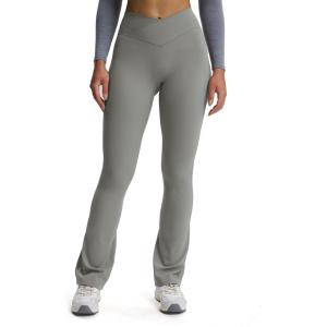 imageAoxjox Flare Leggings for Women Trinity Tummy Control High Waisted Wide Leg Crosswaist Yoga Pants 29quot31quot33quotGrey