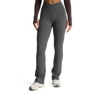 imageAoxjox Flare Leggings for Women Trinity Tummy Control High Waisted Wide Leg Crosswaist Yoga Pants 29quot31quot33quotIron Grey