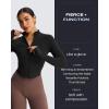 imageAoxjox Womens Full Zippered Geo Zip Jacket Workout Running Long Sleeve Thumbhole with Pockets CardiganBlack