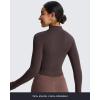 imageAoxjox Womens Full Zippered Geo Zip Jacket Workout Running Long Sleeve Thumbhole with Pockets CardiganMulch