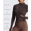 imageAoxjox Womens Full Zippered Geo Zip Jacket Workout Running Long Sleeve Thumbhole with Pockets CardiganMulch