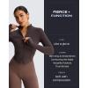 imageAoxjox Womens Full Zippered Geo Zip Jacket Workout Running Long Sleeve Thumbhole with Pockets CardiganMulch