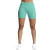 imageAoxjox Workout Seamless Biker Shorts for Women Tummy Control High Waisted Athletic Yoga Contour Sculpt Running Yoga Short 6quotBlue Turquoise
