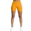 imageAoxjox Workout Seamless Biker Shorts for Women Tummy Control High Waisted Athletic Yoga Contour Sculpt Running Yoga Short 6quotCadmium Yellow