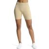 imageAoxjox Workout Seamless Biker Shorts for Women Tummy Control High Waisted Athletic Yoga Contour Sculpt Running Yoga Short 6quotPale Khaki
