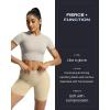 imageAoxjox Workout Seamless Biker Shorts for Women Tummy Control High Waisted Athletic Yoga Contour Sculpt Running Yoga Short 6quotPale Khaki