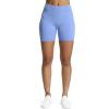 imageAoxjox Workout Seamless Biker Shorts for Women Tummy Control High Waisted Athletic Yoga Contour Sculpt Running Yoga Short 6quotPersian Blue