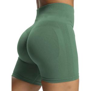 imageAoxjox Workout Seamless Biker Shorts for Women Tummy Control High Waisted Athletic Yoga Contour Sculpt Running Yoga Short 6quotDark Forest