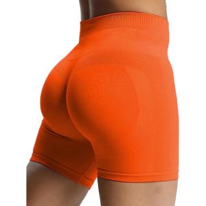 imageAoxjox Workout Seamless Biker Shorts for Women Tummy Control High Waisted Athletic Yoga Contour Sculpt Running Yoga Short 6quotFirecracker