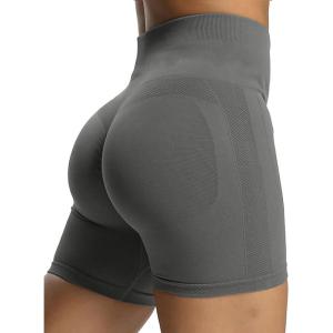 imageAoxjox Workout Seamless Biker Shorts for Women Tummy Control High Waisted Athletic Yoga Contour Sculpt Running Yoga Short 6quotShadow Grey