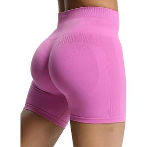 imageAoxjox Workout Seamless Biker Shorts for Women Tummy Control High Waisted Athletic Yoga Contour Sculpt Running Yoga Short 6quotSpring Crocus
