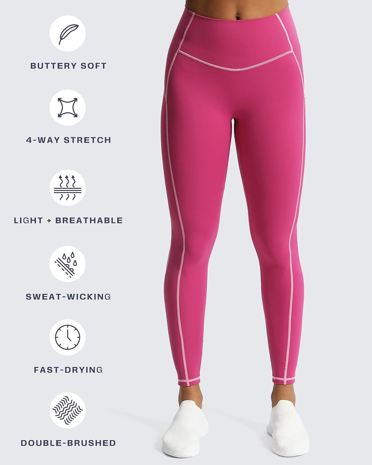 imageAoxjox Workout Leggings for Women High Waisted Exercise Athletic Gym Fitness Yoga Lexi Lined Pants 26quotBaton Red Mauve
