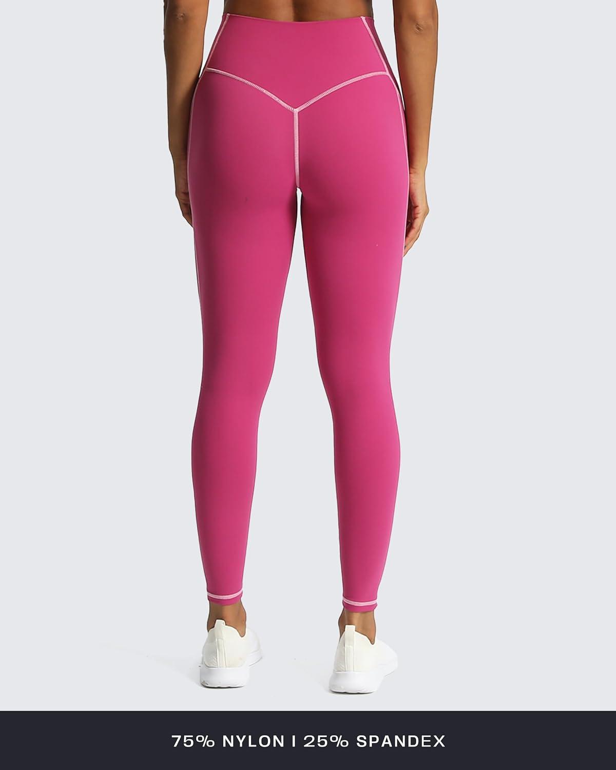 imageAoxjox Workout Leggings for Women High Waisted Exercise Athletic Gym Fitness Yoga Lexi Lined Pants 26quotBaton Red Mauve