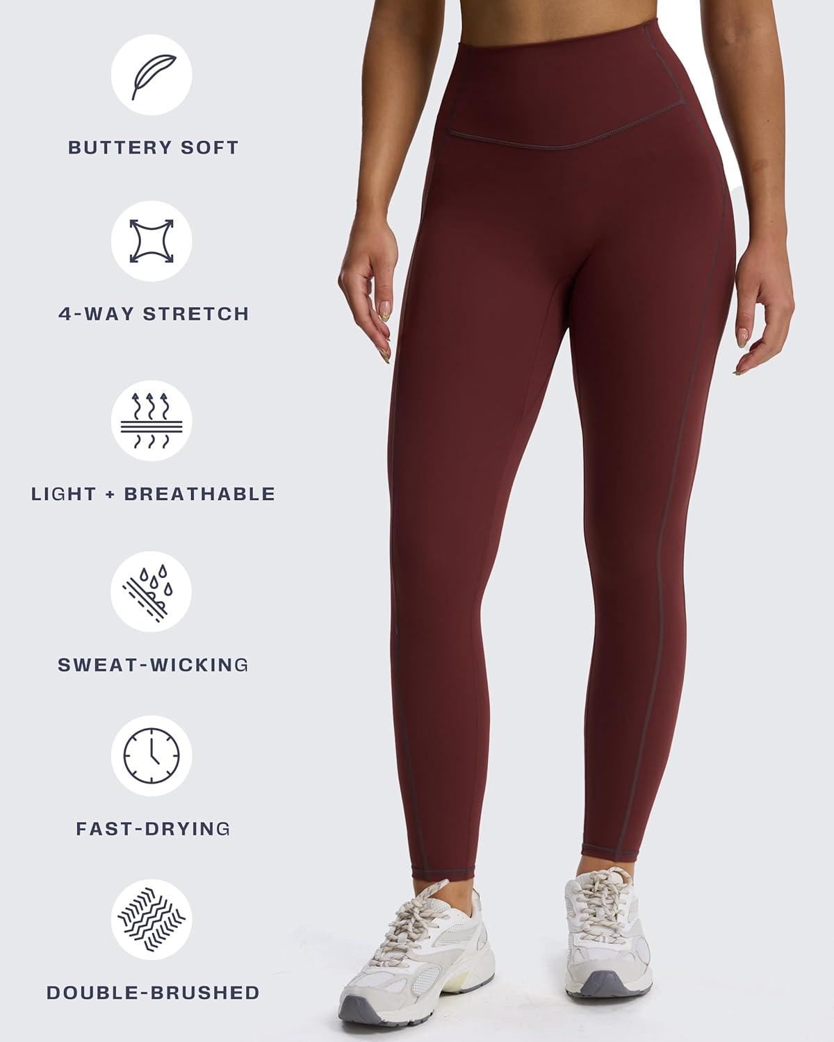 imageAoxjox Workout Leggings for Women High Waisted Exercise Athletic Gym Fitness Yoga Lexi Lined Pants 26quotRum RaisinMulch