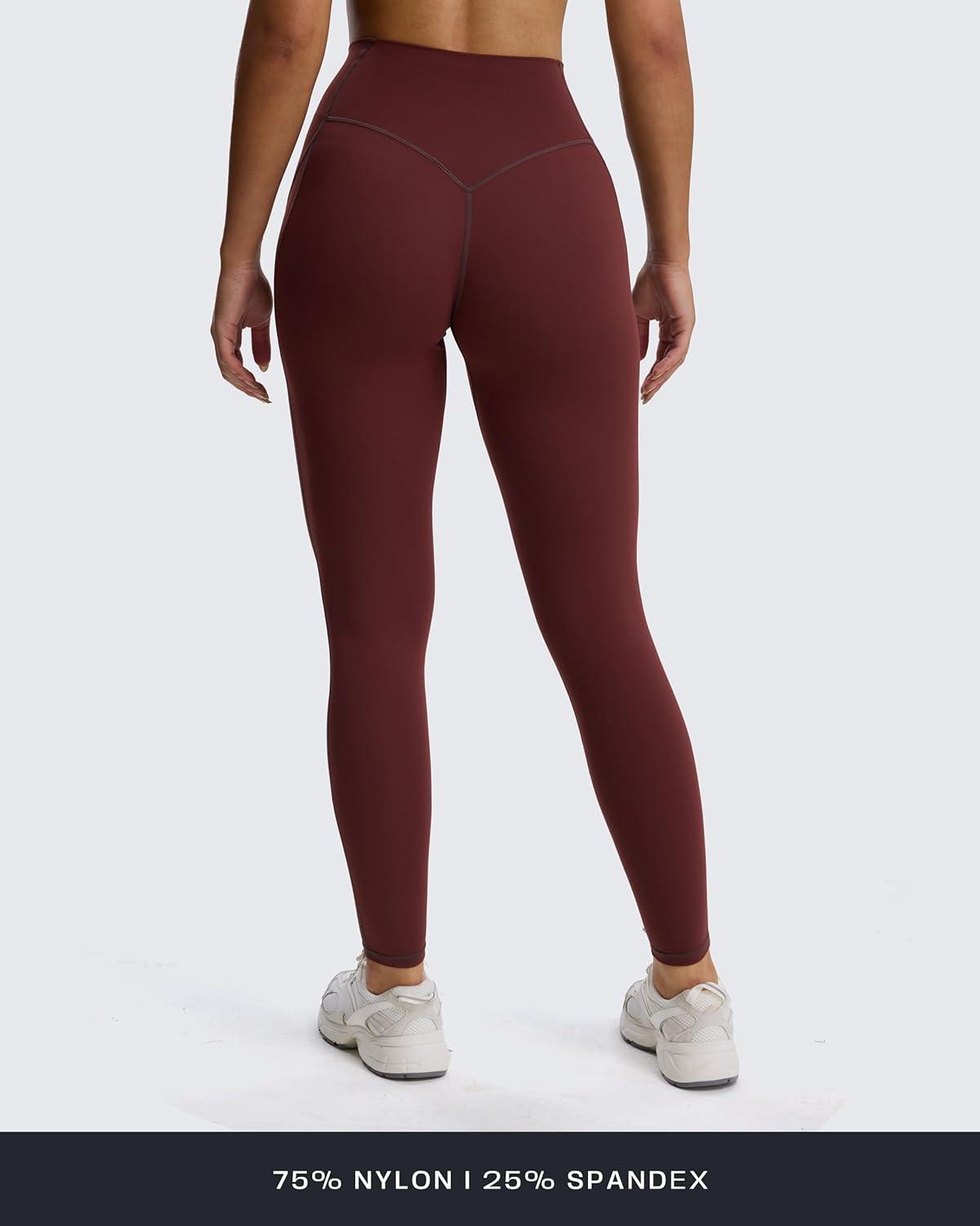 imageAoxjox Workout Leggings for Women High Waisted Exercise Athletic Gym Fitness Yoga Lexi Lined Pants 26quotRum RaisinMulch