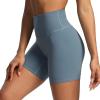 imageAoxjox Metamorph Workout Biker Shorts for Women Tummy Control High Waisted Athletic Gym Running Deep V Yoga Short 6quotActive Steel Blue