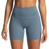 imageAoxjox Metamorph Workout Biker Shorts for Women Tummy Control High Waisted Athletic Gym Running Deep V Yoga Short 6quotActive Steel Blue