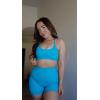 imageAoxjox Metamorph Workout Biker Shorts for Women Tummy Control High Waisted Athletic Gym Running Deep V Yoga Short 6quotCascade Blue