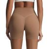 imageAoxjox Metamorph Workout Biker Shorts for Women Tummy Control High Waisted Athletic Gym Running Deep V Yoga Short 6quotBrownie