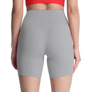 imageAoxjox Metamorph Workout Biker Shorts for Women Tummy Control High Waisted Athletic Gym Running Deep V Yoga Short 6quotActive Grey