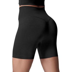 imageAoxjox Metamorph Workout Biker Shorts for Women Tummy Control High Waisted Athletic Gym Running Deep V Yoga Short 6quotBlack Marl