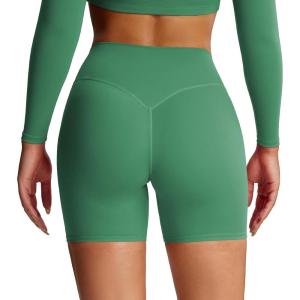 imageAoxjox Metamorph Workout Biker Shorts for Women Tummy Control High Waisted Athletic Gym Running Deep V Yoga Short 6quotBottle Green