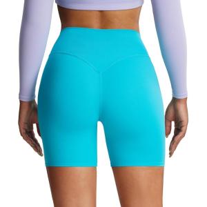 imageAoxjox Metamorph Workout Biker Shorts for Women Tummy Control High Waisted Athletic Gym Running Deep V Yoga Short 6quotCascade Blue