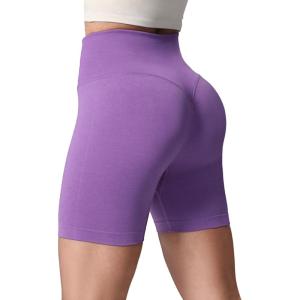 imageAoxjox Metamorph Workout Biker Shorts for Women Tummy Control High Waisted Athletic Gym Running Deep V Yoga Short 6quotChive Blossom Marl