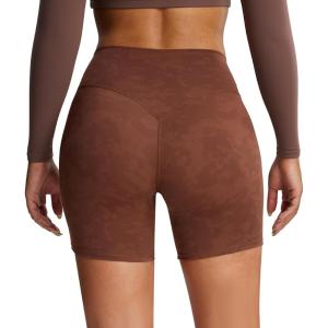 imageAoxjox Metamorph Workout Biker Shorts for Women Tummy Control High Waisted Athletic Gym Running Deep V Yoga Short 6quotCloud Brown