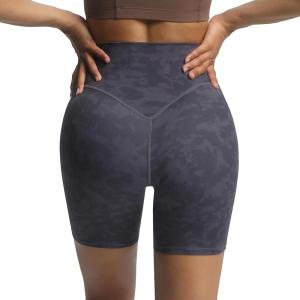 imageAoxjox Metamorph Workout Biker Shorts for Women Tummy Control High Waisted Athletic Gym Running Deep V Yoga Short 6quotCloud Navy