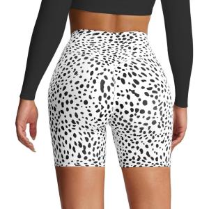 imageAoxjox Metamorph Workout Biker Shorts for Women Tummy Control High Waisted Athletic Gym Running Deep V Yoga Short 6quotDalmatian Printsize Up  Run Small