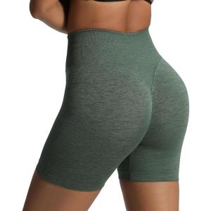 imageAoxjox Metamorph Workout Biker Shorts for Women Tummy Control High Waisted Athletic Gym Running Deep V Yoga Short 6quotDark Forest Marl