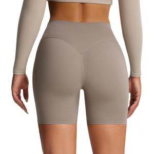 imageAoxjox Metamorph Workout Biker Shorts for Women Tummy Control High Waisted Athletic Gym Running Deep V Yoga Short 6quotDriftwood