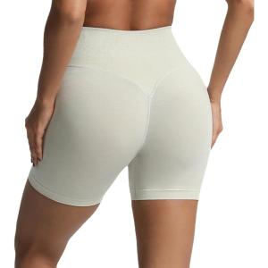 imageAoxjox Metamorph Workout Biker Shorts for Women Tummy Control High Waisted Athletic Gym Running Deep V Yoga Short 6quotGreen Tint Marl