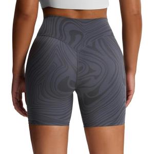 imageAoxjox Metamorph Workout Biker Shorts for Women Tummy Control High Waisted Athletic Gym Running Deep V Yoga Short 6quotGrey Swirl