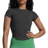imageAoxjox Womens Short Sleeve TShirts GEO Baby Tee Workout Gym Yoga Crop TopBlack