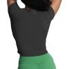 imageAoxjox Womens Short Sleeve TShirts GEO Baby Tee Workout Gym Yoga Crop TopBlack