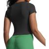 imageAoxjox Womens Short Sleeve TShirts GEO Baby Tee Workout Gym Yoga Crop TopBlack