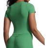 imageAoxjox Womens Short Sleeve TShirts GEO Baby Tee Workout Gym Yoga Crop TopBottle Green