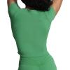 imageAoxjox Womens Short Sleeve TShirts GEO Baby Tee Workout Gym Yoga Crop TopBottle Green