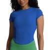 imageAoxjox Womens Short Sleeve TShirts GEO Baby Tee Workout Gym Yoga Crop TopDirectoire Blue