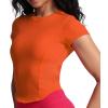 imageAoxjox Womens Short Sleeve TShirts GEO Baby Tee Workout Gym Yoga Crop TopFirecracker