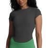 imageAoxjox Womens Short Sleeve TShirts GEO Baby Tee Workout Gym Yoga Crop TopIron Grey